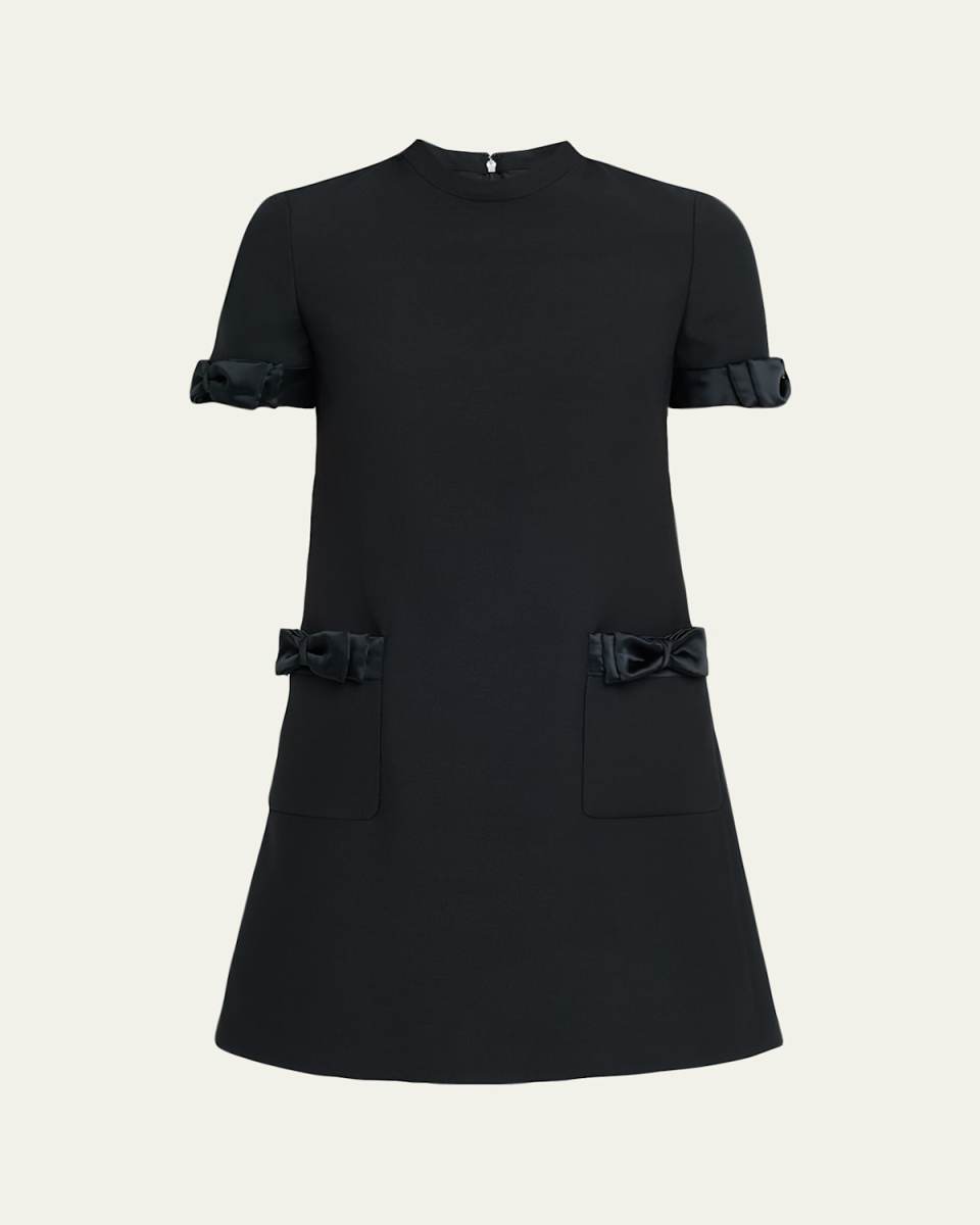 Crepe Couture Mini Dress with Bows